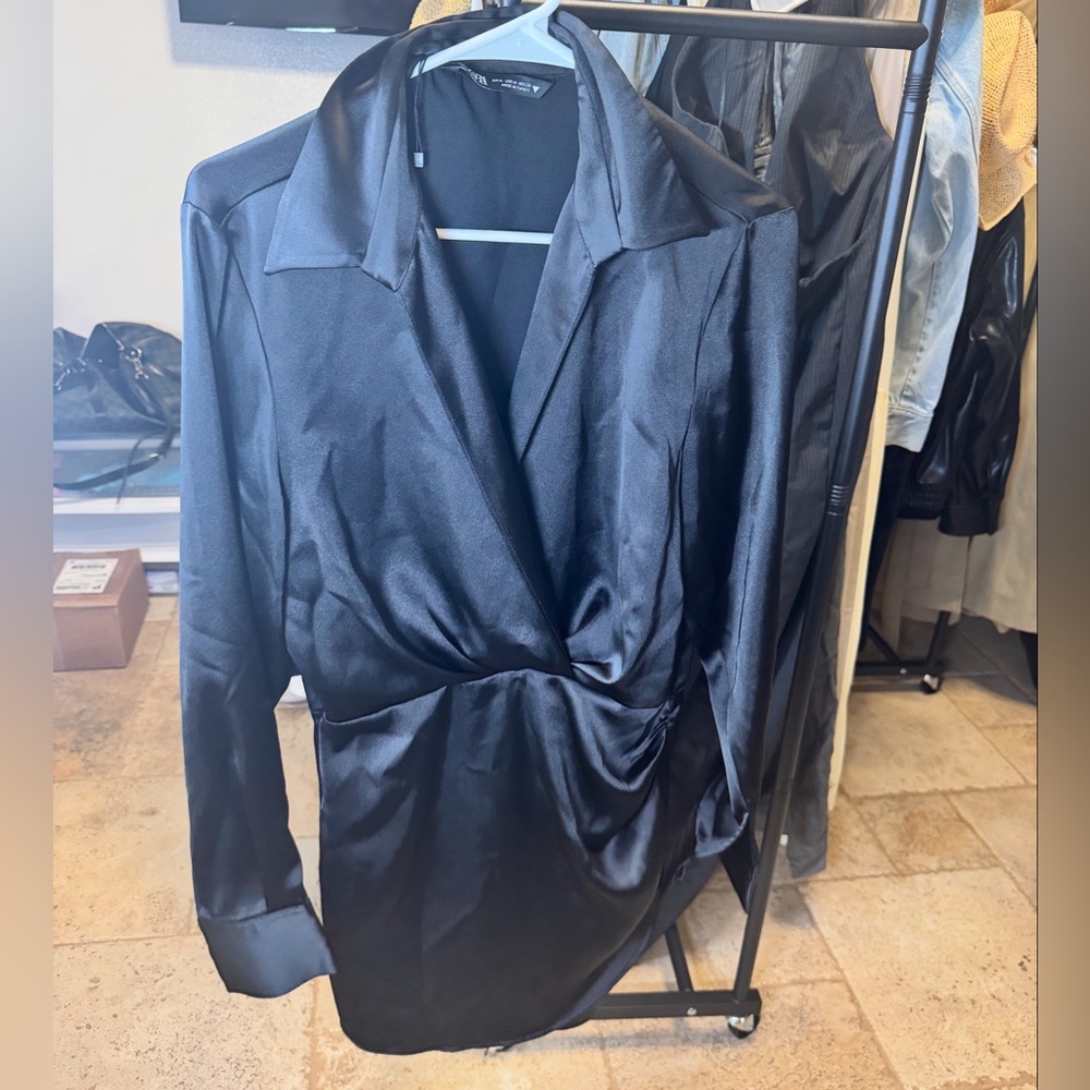 Zara Black Satin Blazer